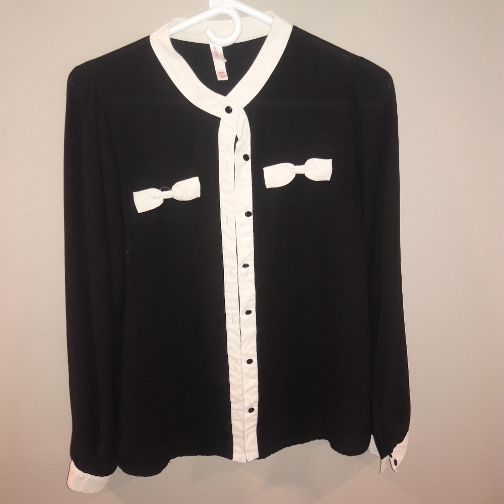 Sheer long sleeve button top
